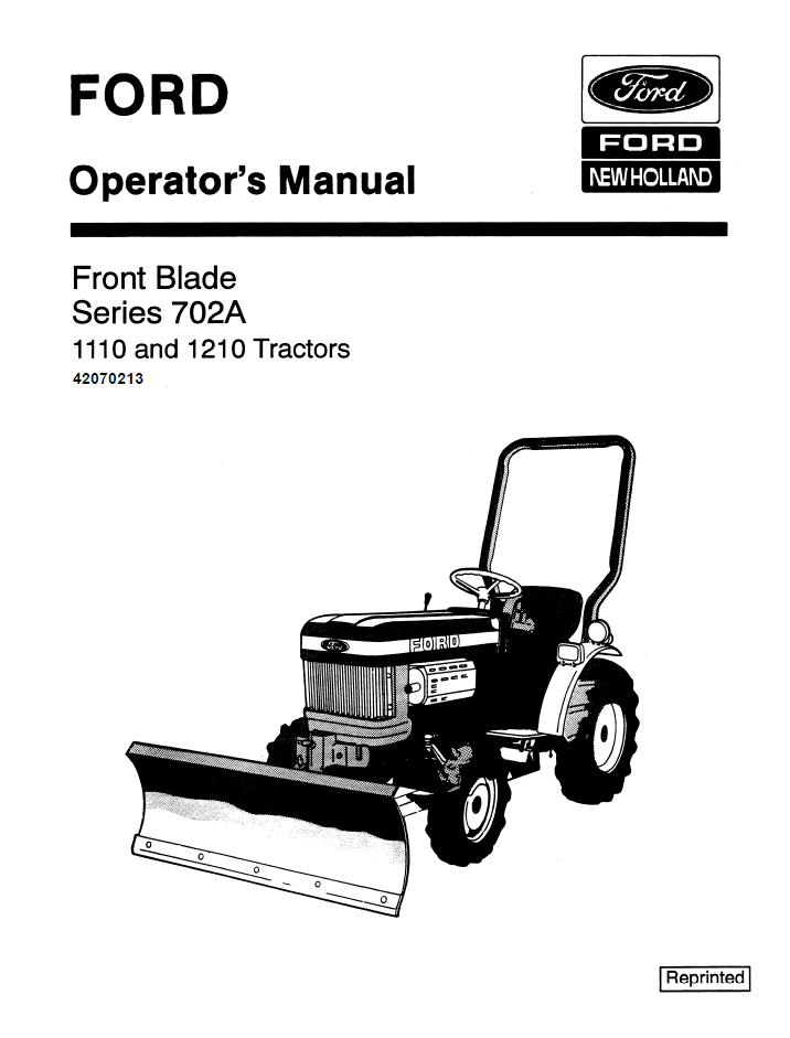New Holland Ford 702A 1110 1210 Tractor Operator Manual 42070213