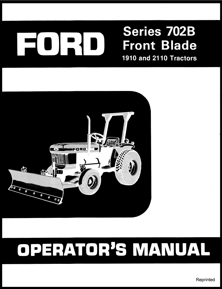 New Holland Ford 702B Front Blade 1910 2110 Manual 42070216