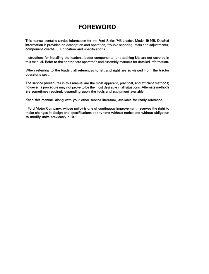 New Holland Ford 745 Series Loader Workshop Manual 40074511 PDF