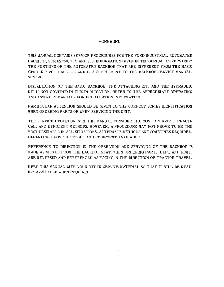 New Holland Ford 750 753 755 Backhoe Technical Manual 40075031 PDF