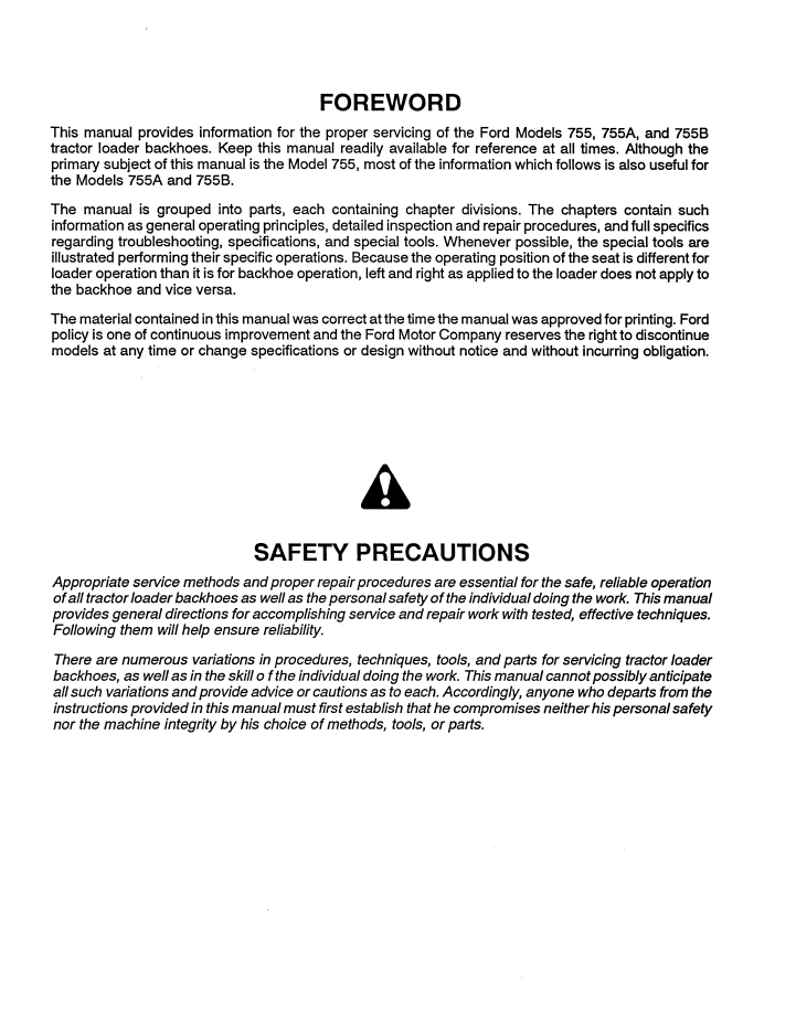 New Holland Ford 755 755A 755B TLB Service Repair Manual 40075510 PDF