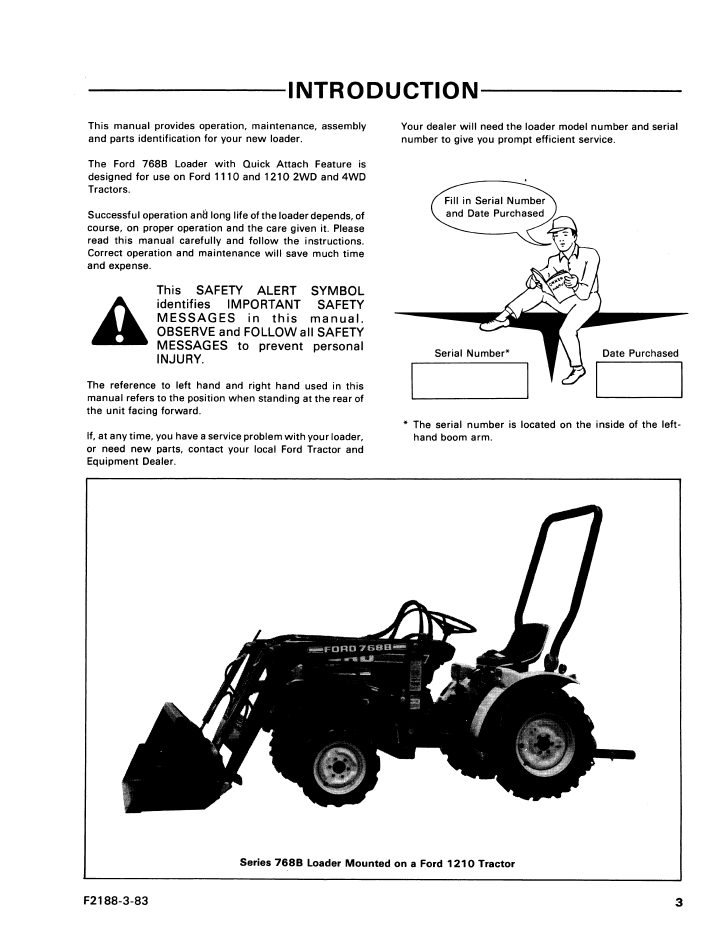 New Holland Ford 768B Loader Operating Guide 42076812