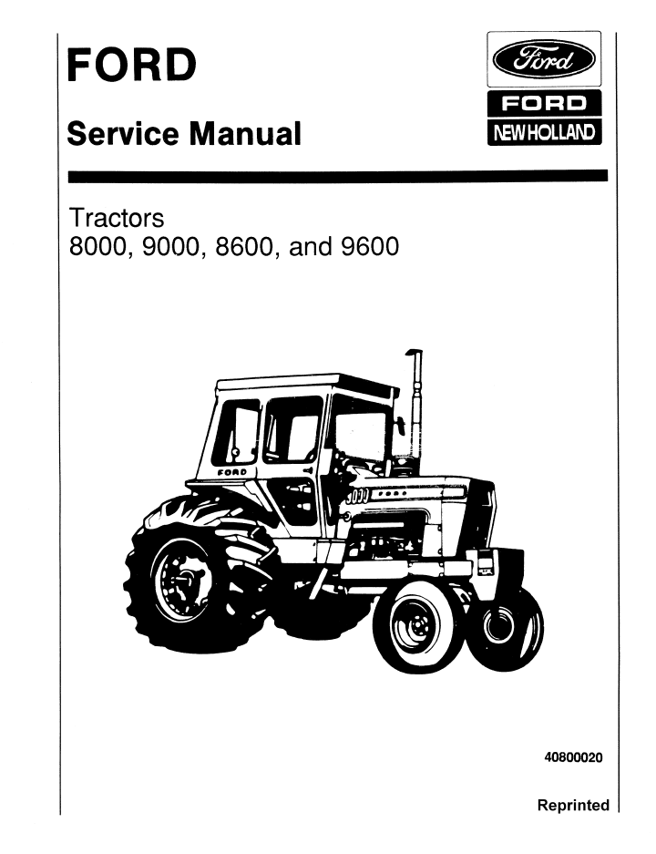 New Holland Ford 8000 9000 8600 9600 Manual 40800020 PDF