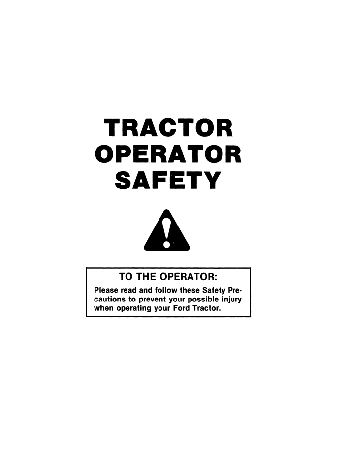New Holland Ford 8000 Tractor Operating Instructions [42800011]