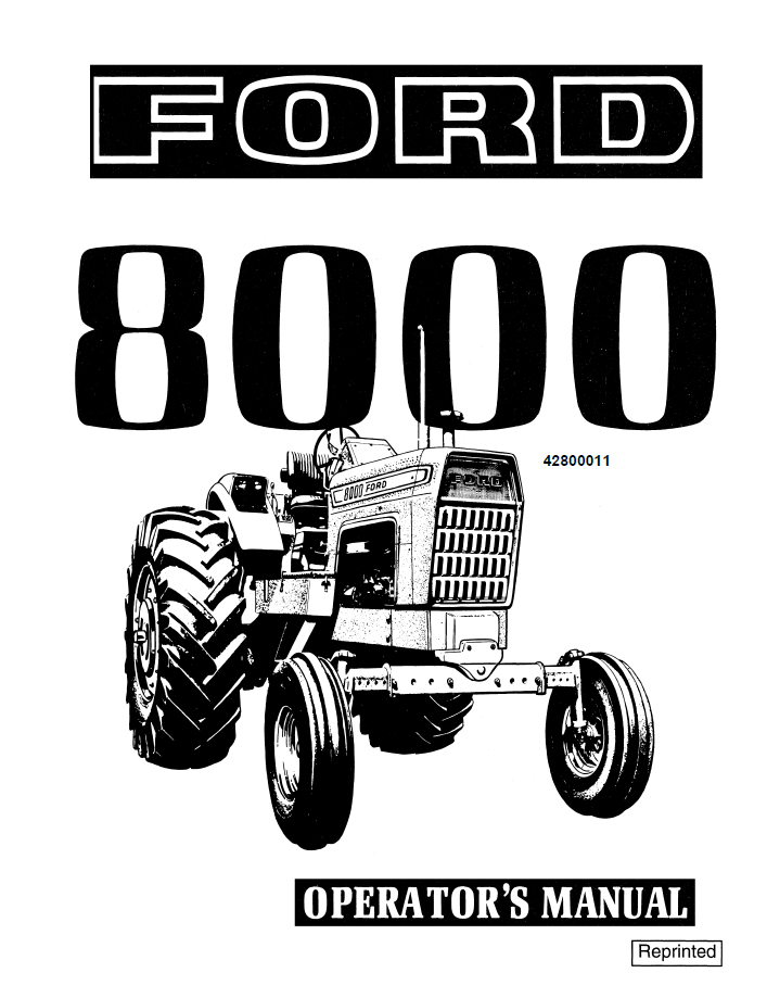 New Holland Ford 8000 Tractor Operator Manual | Part No. 42800011