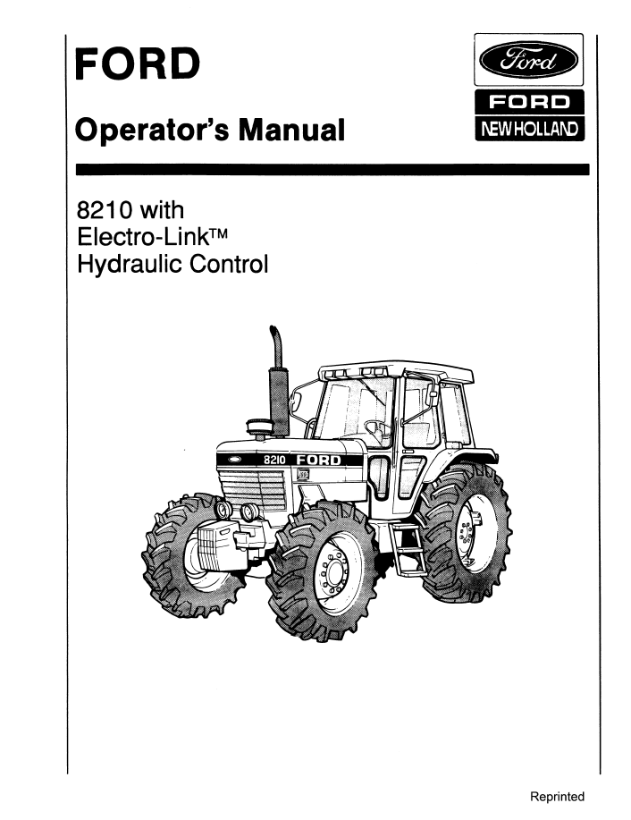 New Holland Ford 8210 Electro-Link Tractor Operator Manual | 42821012