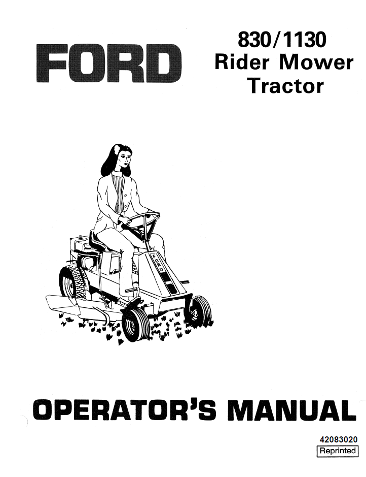 New Holland Ford 830 1130 Rider Mower Manual 42083020