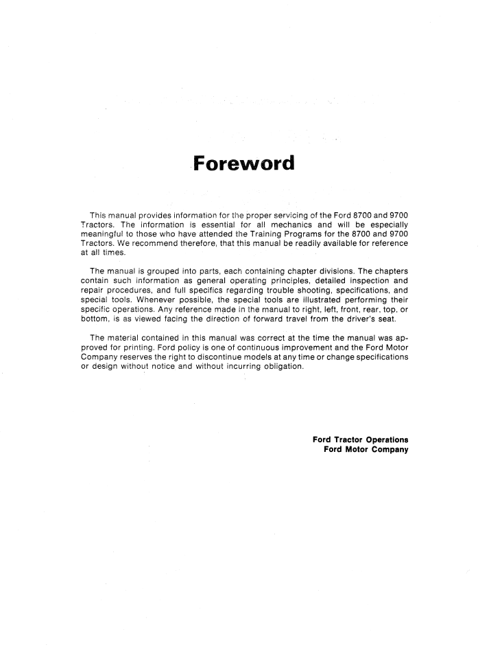New Holland Ford 8700 9700 Tractor Service Manual 40870020 PDF