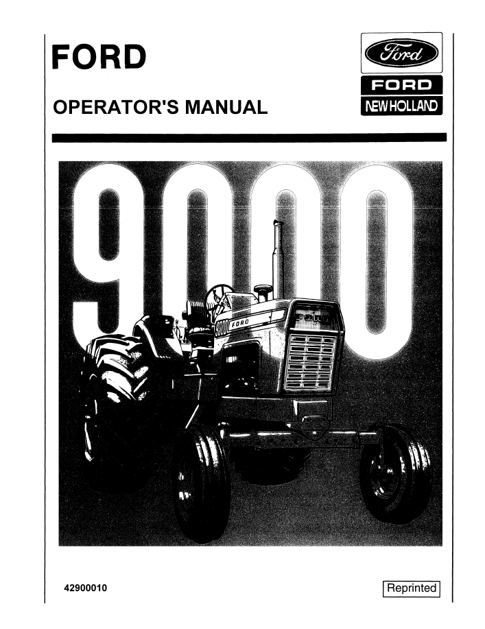 New Holland Ford 9000 Tractor Operator Manual Supplement (42900010 PDF)