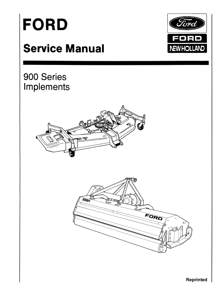 New Holland Ford 900 Series Implement Service Manual 40090090 PDF