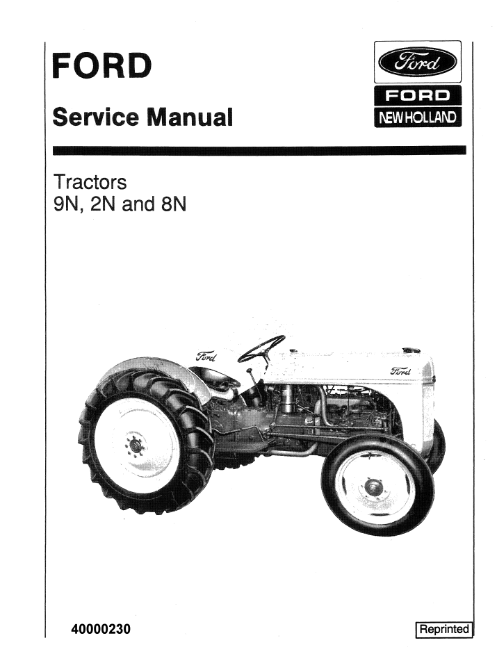 New Holland Ford 9N 2N 8N Tractor Service Manual 40000230 PDF