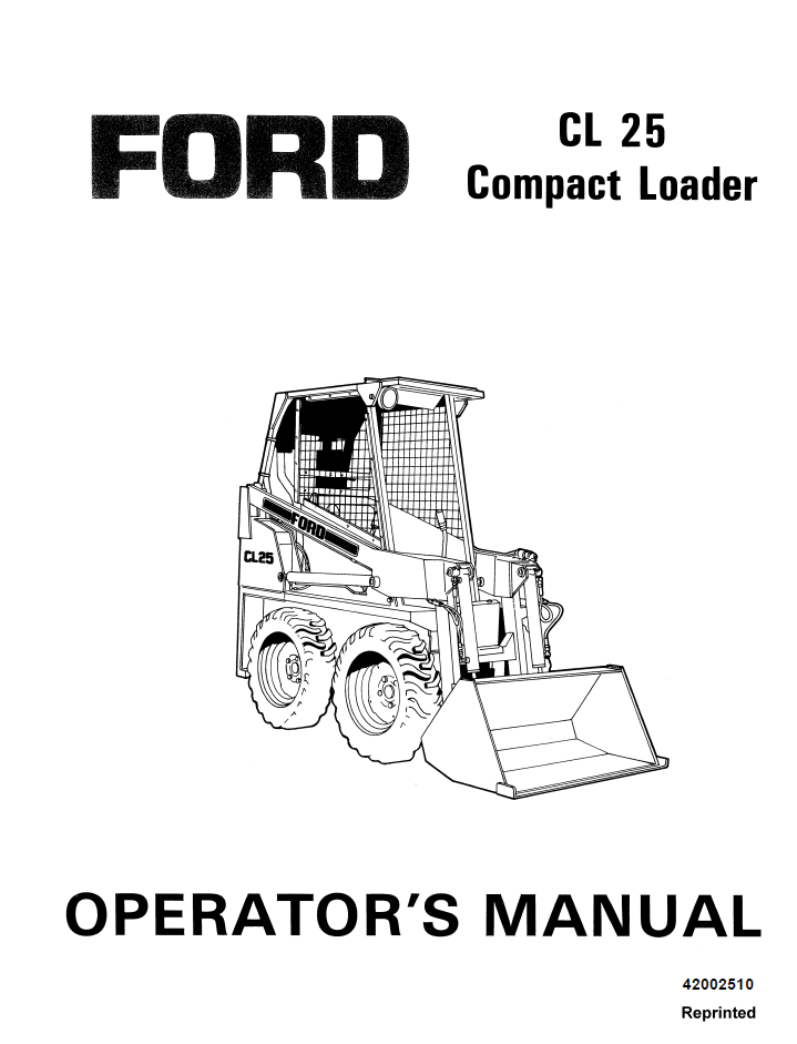 New Holland Ford CL25 Compact Loader Operator Manual 42002510