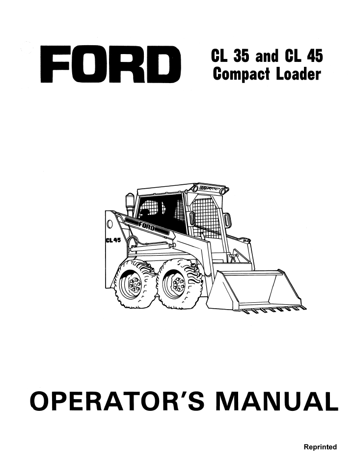 New Holland Ford CL35 & CL45 Compact Loader Operator Manual 42003521