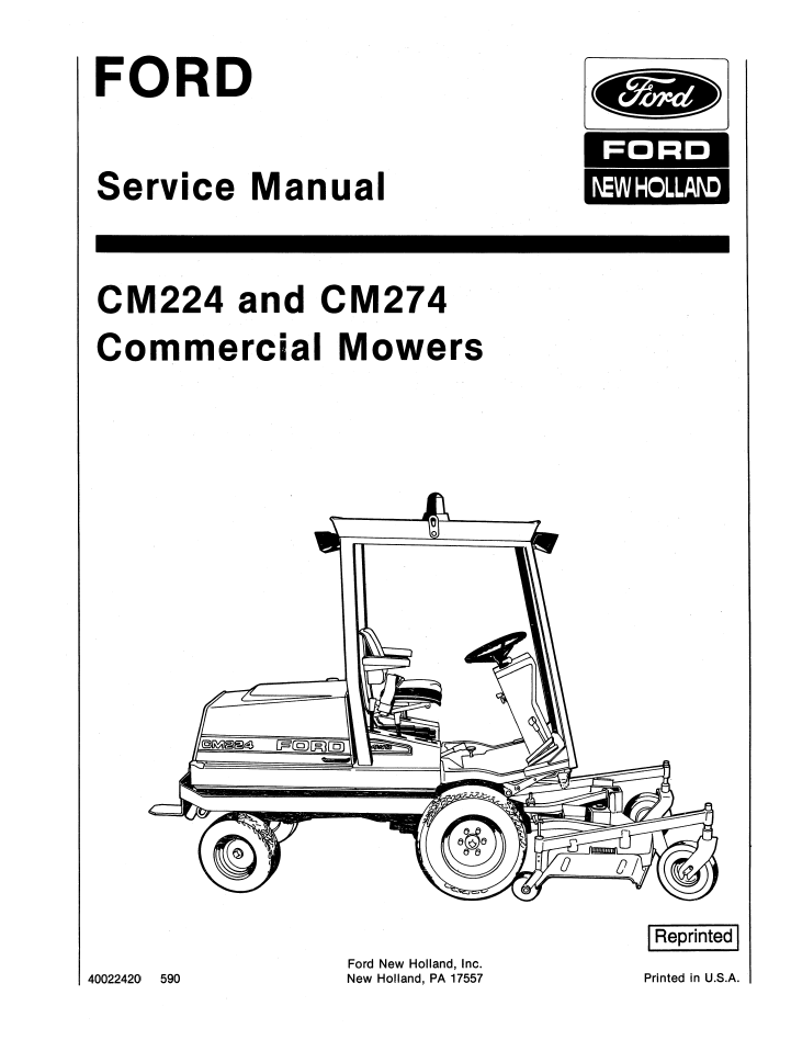 New Holland Ford CM224 CM274 Commercial Mower Service Manual 40022420 PDF
