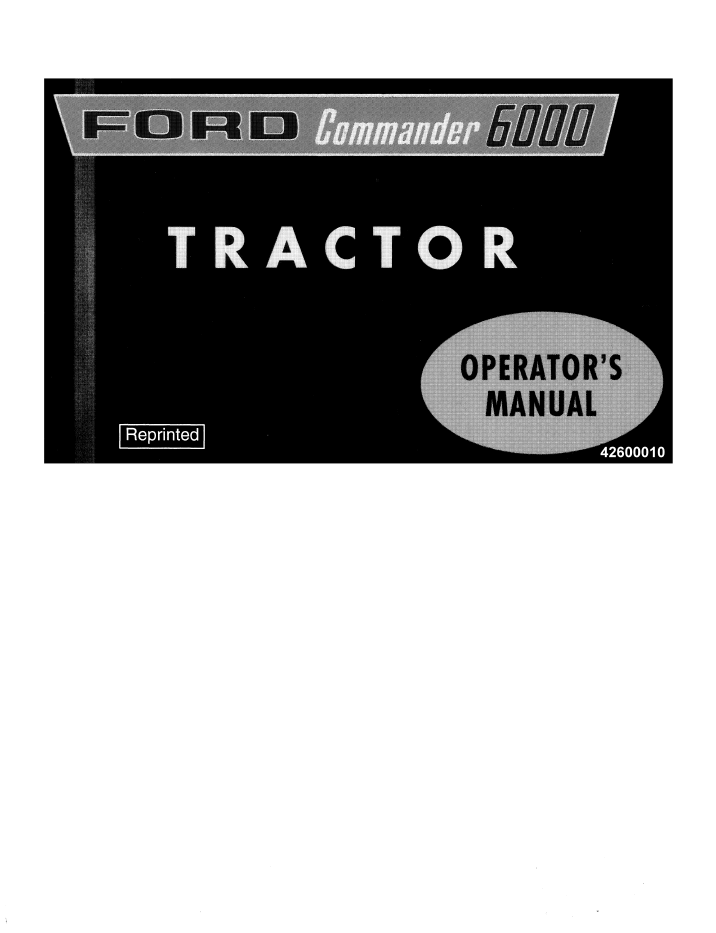 New Holland Ford Commander 6000 Tractor Operator Manual 42600010 PDF