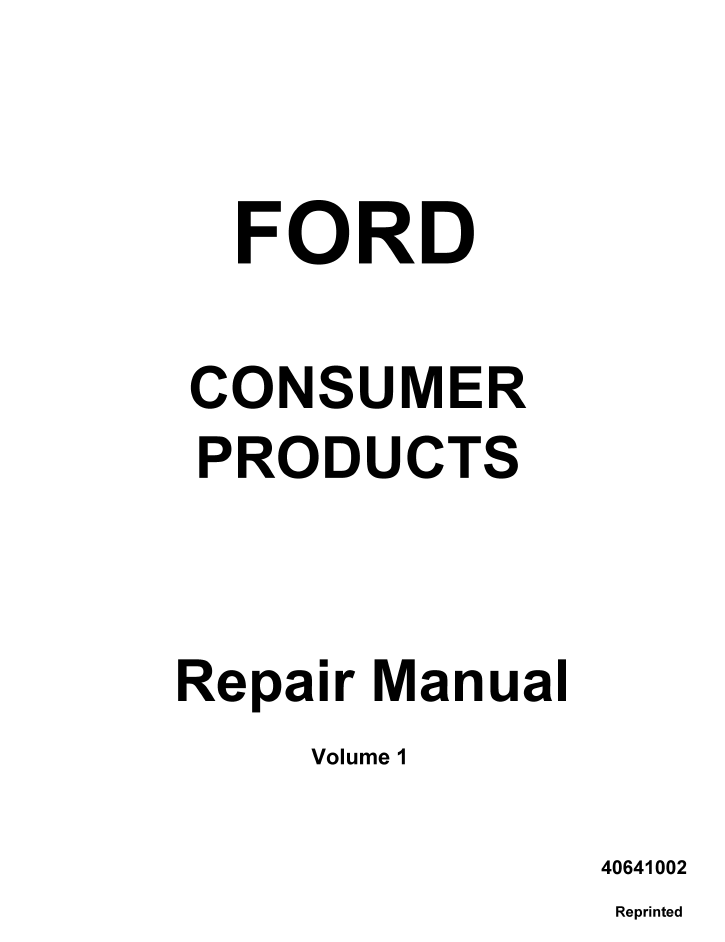 New Holland Ford Consumer Product Repair Manual 40641002 PDF