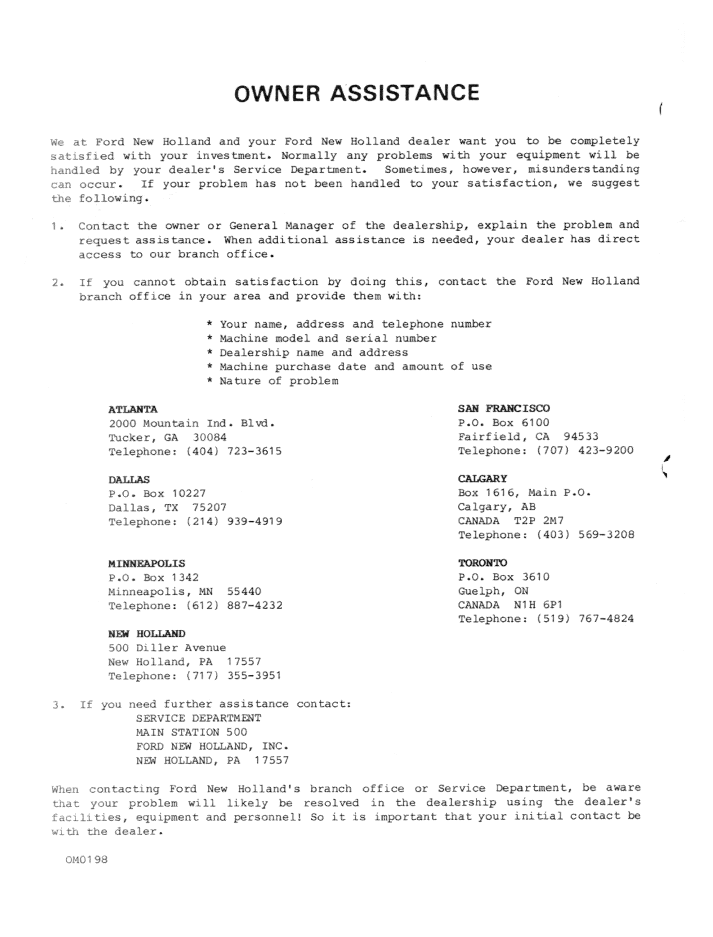 New Holland Ford GT Tractor Front Attachment Manual 42641080 PDF