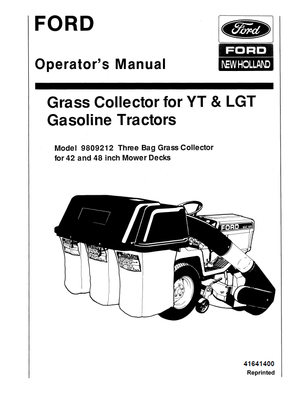 New Holland Ford Grass Collector YT & LGT Operator Manual 41641400