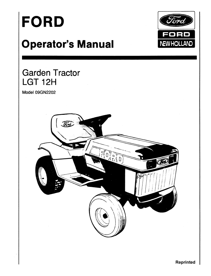 New Holland Ford LGT 12H Garden Tractor Operator Manual 42001211