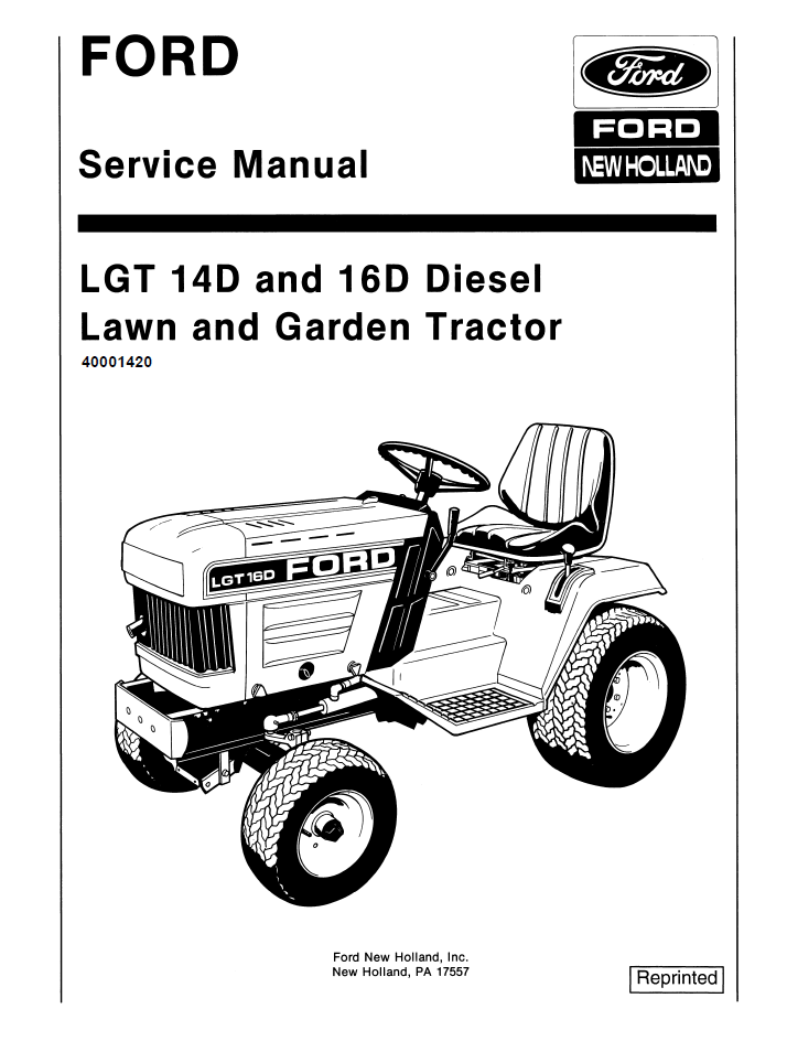 New Holland Ford LGT 14D 16D Diesel Tractor Service Manual 40001420