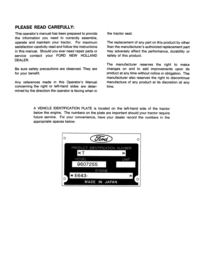 New Holland Ford LGT 14D Diesel Garden Tractor Manual 42641037