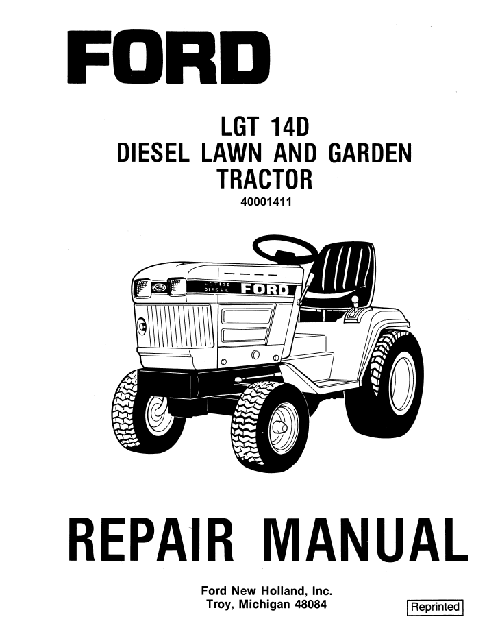 New Holland Ford LGT 14D Diesel Tractor Repair Manual 40001411