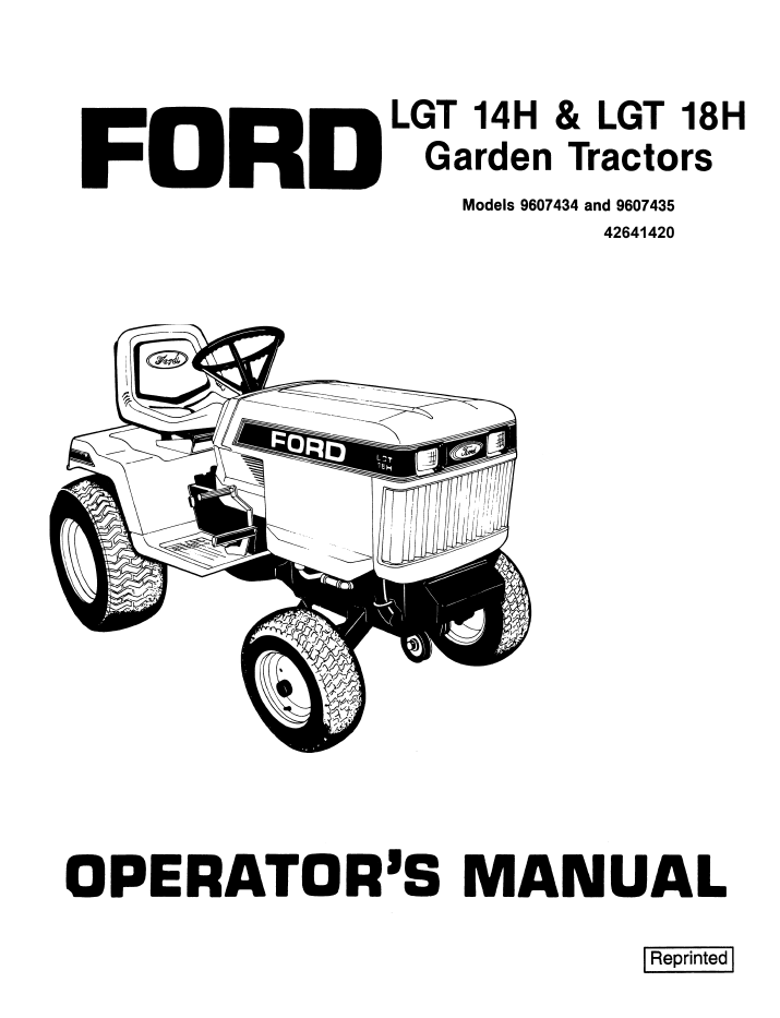 New Holland Ford LGT 14H & LGT 18H Garden Tractor Operator Manual 42641420 PDF