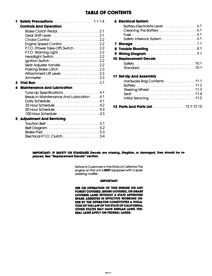 New Holland Ford LGT 14 09GN2207 Tractor Operation Guide 42001410