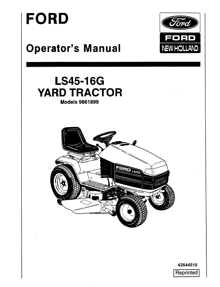 New Holland Ford LS45-16G Yard Tractor Operator's Manual (Pub. No. 42644510)