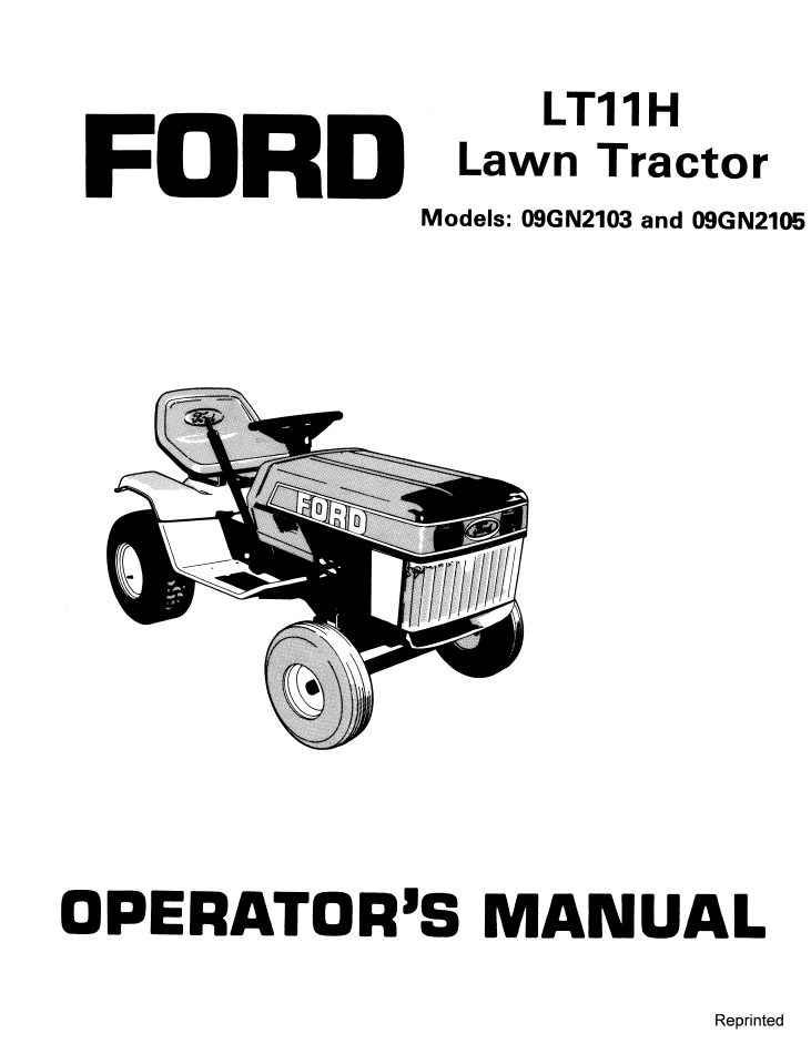 New Holland Ford LT11H Lawn Tractor Operator Manual 42001300