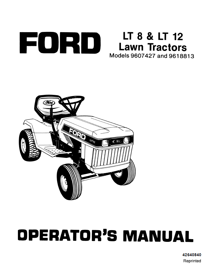 New Holland Ford LT8 LT12 Lawn Tractor Manual 42640840 PDF