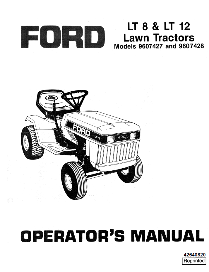 New Holland Ford LT8 LT12 Lawn Tractor Operator Manual 42640820 PDF