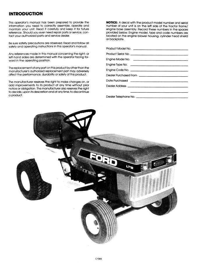 New Holland Ford LT8 LT12 Operator Manual 42640840 PDF