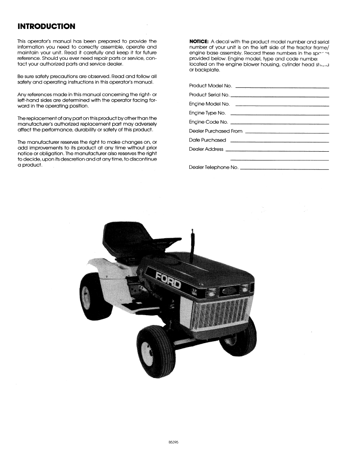 New Holland Ford LT 12H Lawn Tractor Manual 42001212 PDF