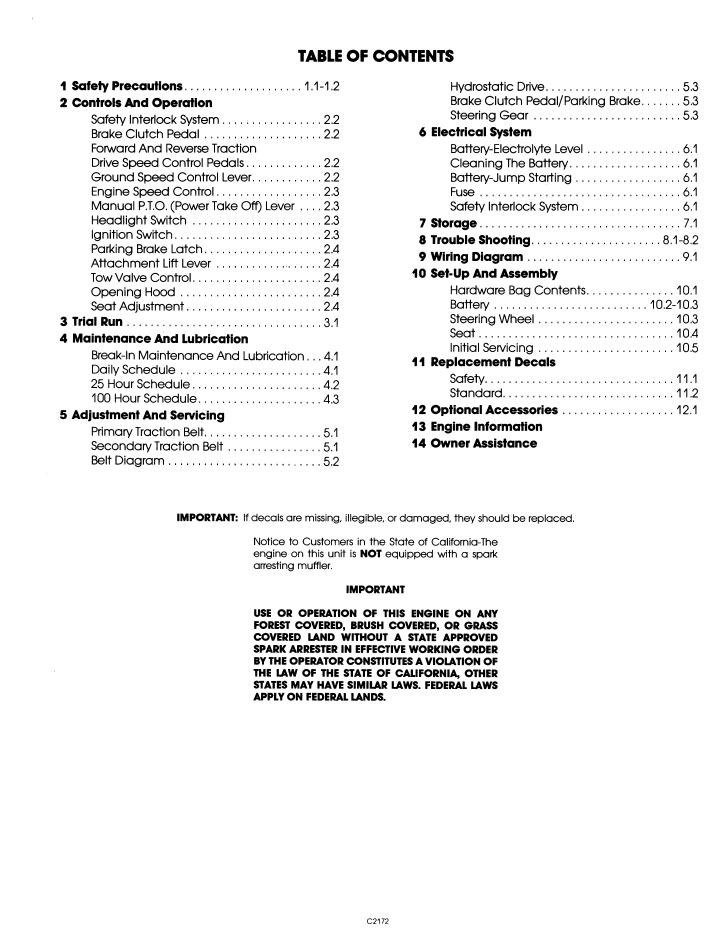 New Holland Ford LT 12H Lawn Tractor Operation Guide 42001214