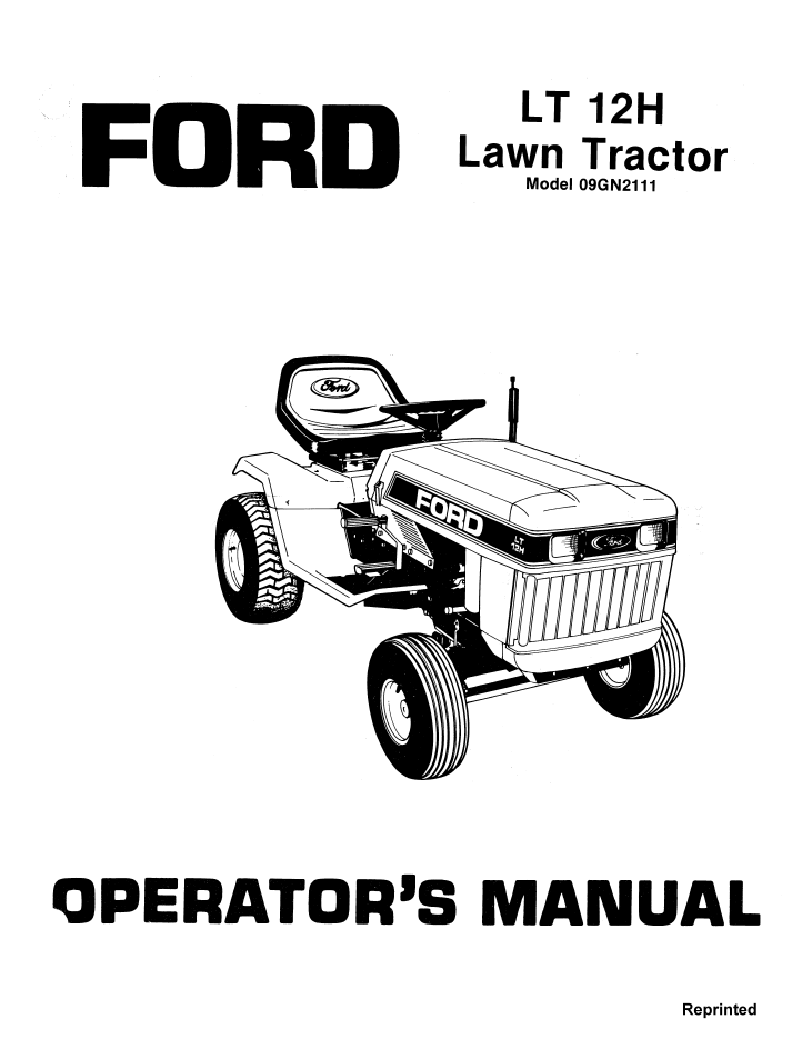 New Holland Ford LT 12H Lawn Tractor Operator Manual 42001212