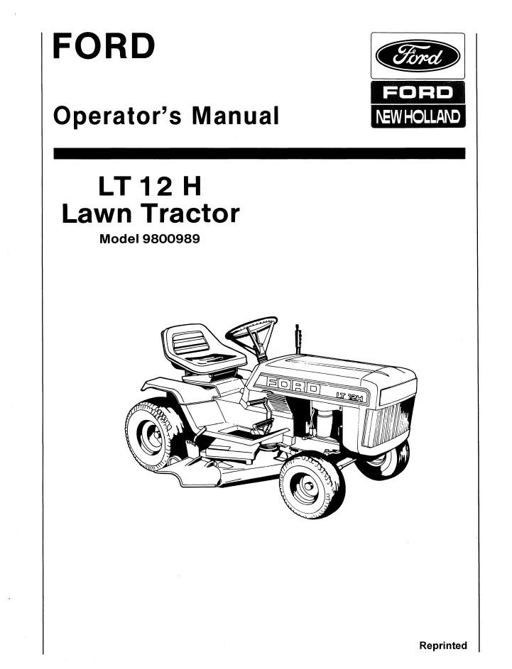 New Holland Ford LT 12H Lawn Tractor Operator Manual 42001214