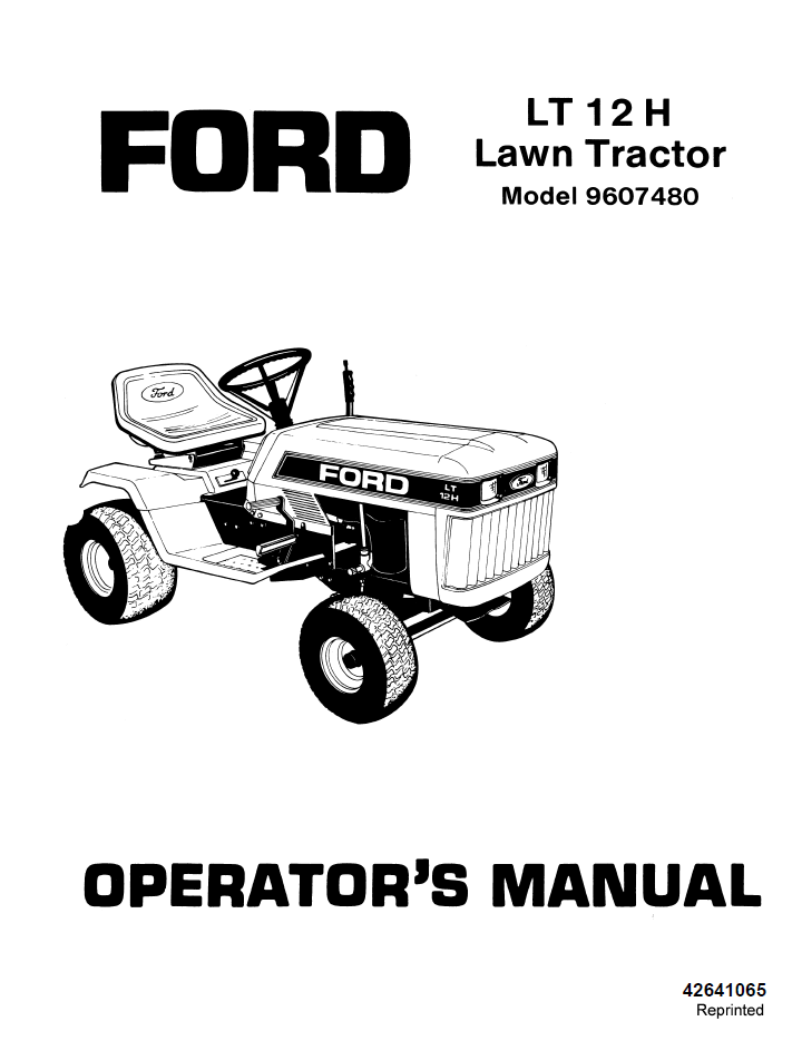 New Holland Ford LT 12H Lawn Tractor Operator Manual 42641065