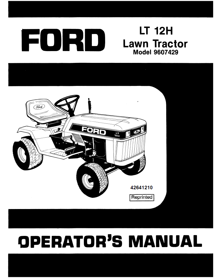 New Holland Ford LT 12H Lawn Tractor Operator Manual 42641210