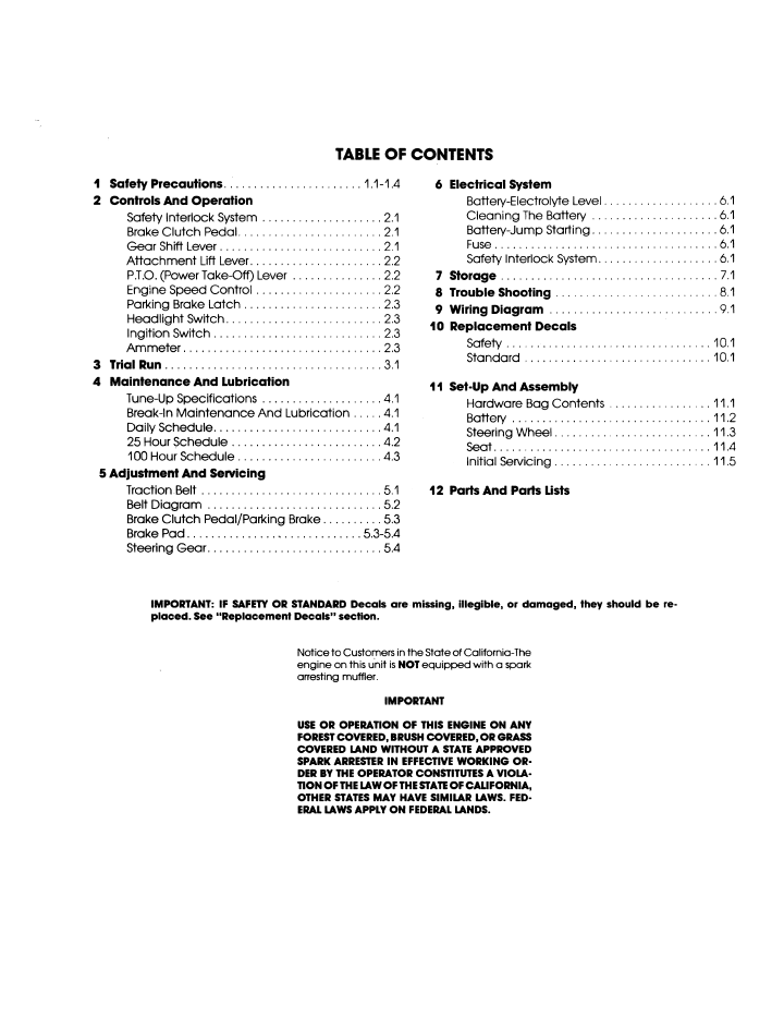 New Holland Ford LT 12 Lawn Tractor Operation Guide 42001213