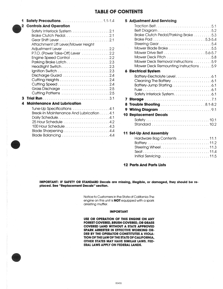 New Holland Ford LT 8 Lawn Tractor Operation & Maintenance Manual