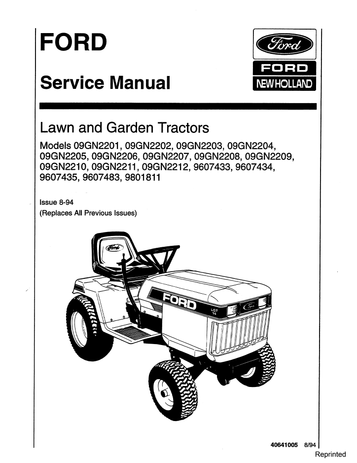 New Holland Ford Lawn & Garden Tractor Manual 40641005 PDF