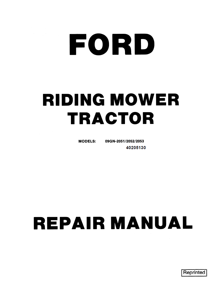 New Holland Ford Riding Mower Tractor Repair Manual 40205130 PDF