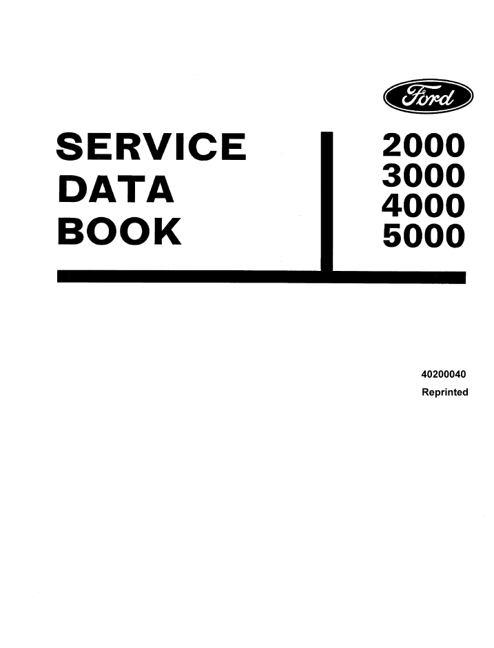 New Holland Ford SE3114 Service Data Book 40200040 PDF
