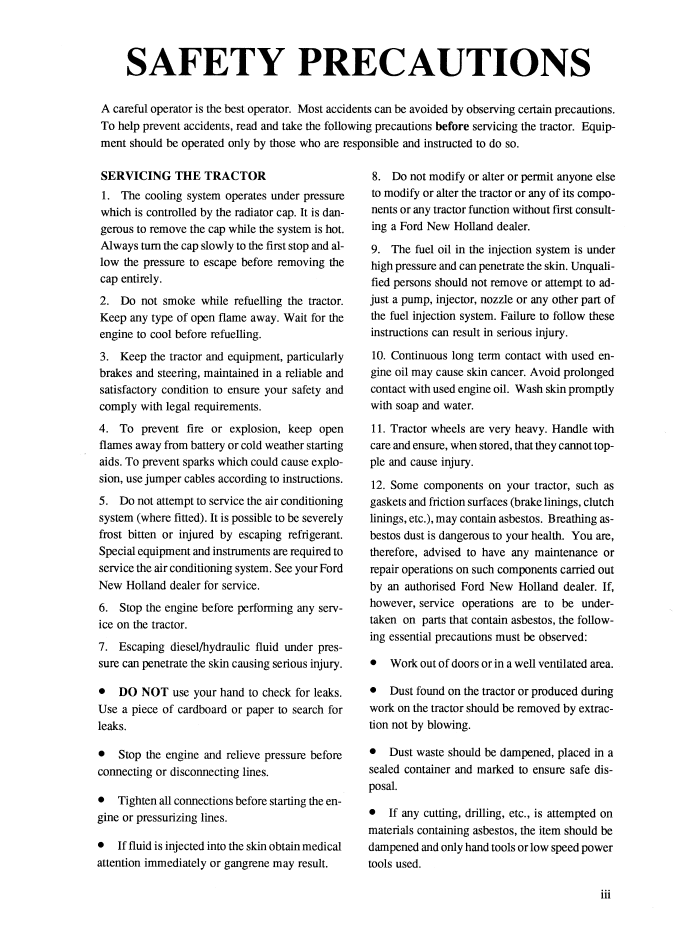 New Holland Ford SLE Range Tractor Operator Manual 42564070 PDF