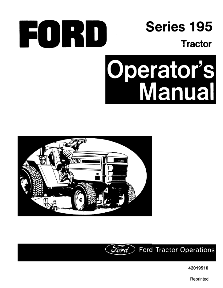 New Holland Ford Series 195 Tractor Operator Manual 42019510