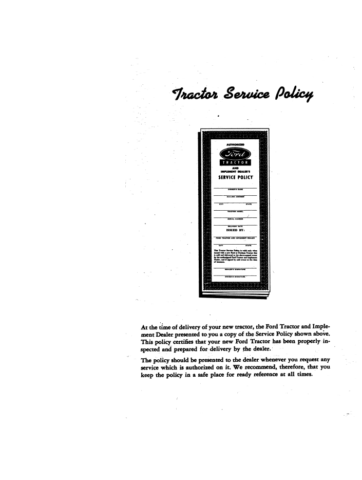 New Holland Ford Series 2000 4000 Row Crop Owner Manual 42400020