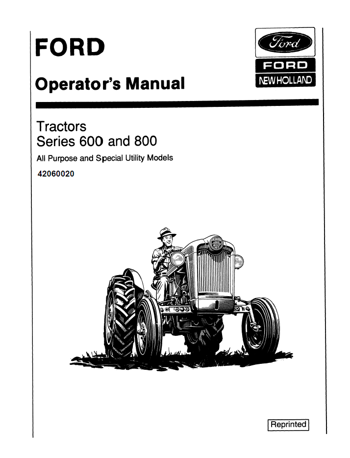 New Holland Ford Series 600 800 Tractor Operator Manual 42060020