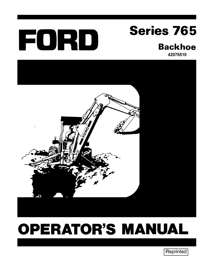 New Holland Ford Series 765 Backhoe Manual 42076510