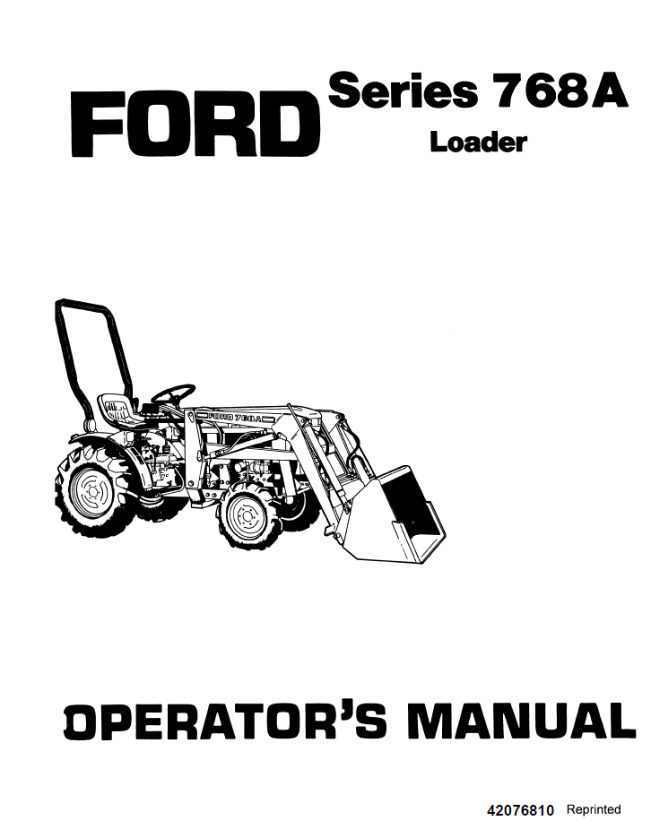 New Holland Ford Series 768A Loader Manual 42076810